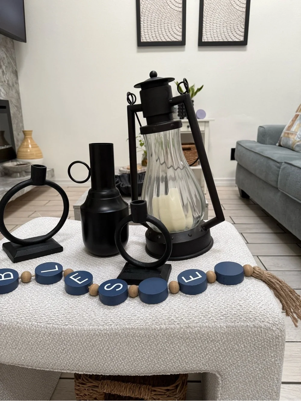 Black Decorative Lantern and Candle Holder Set - Home Accents
